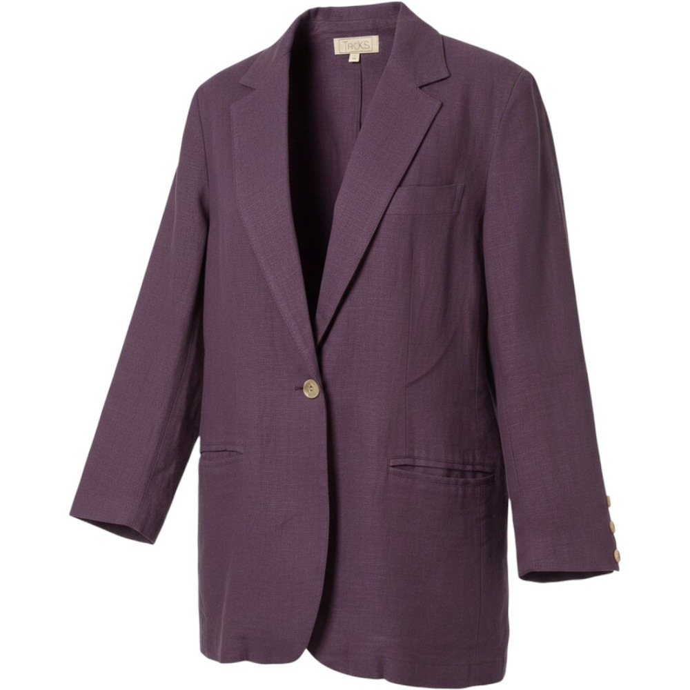 Tracks Womens Plum Purple 100% Linen Single Button Blazer Jacket Size M